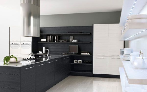 Khmer Interior Kitchen Minimalist Black - White Kitchen Design by Futura Cucine in Cambodia